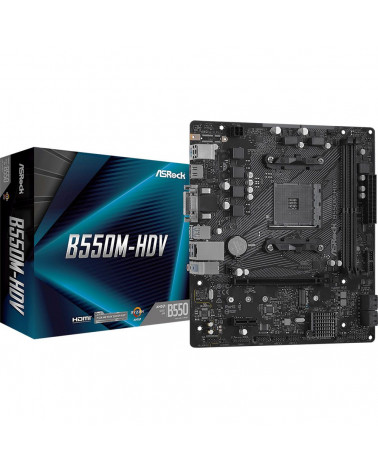 Материнская плата ASRock B550M-HDV, Socket AM4, AMD B550, 2xDDR4-3200, D-SUB+DVI-D+HDMI, 1xPCI-Ex16, 1xPCI-Ex1, 4xSATA3(RAID 0/1