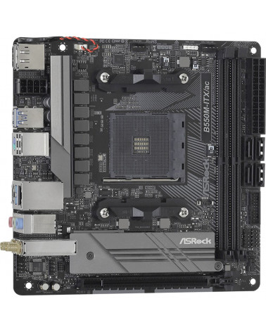 Материнская плата ASRock B550M-ITX/AC, Socket AM4, AMD B550, 2xDDR4-3200, HDMI+DP, 1xPCI-Ex16, 4xSATA3(RAID 0/1/10), 1xM.2, 8 Ch