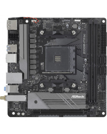 Материнская плата ASRock B550M-ITX/AC, Socket AM4, AMD B550, 2xDDR4-3200, HDMI+DP, 1xPCI-Ex16, 4xSATA3(RAID 0/1/10), 1xM.2, 8 Ch
