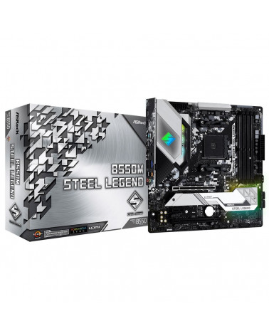 Материнская плата ASRock B550M STEEL LEGEND, Socket AM4, AMD B550, 4xDDR4-3200, HDMI+DP, 2xPCI-Ex16, 1xPCI-Ex1, 6xSATA3(RAID 0/1