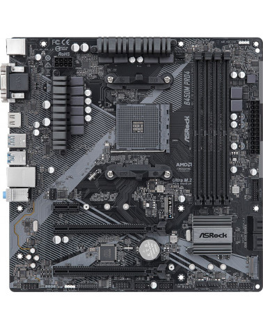 Материнская плата ASRock B450M PRO4 R2.0, Socket AM4, AMD B450, 4xDDR4-2667, D-SUB+DVI-D+HDMI, 2xPCI-Ex16, 1xPCI-Ex1, 4xSATA3(RA