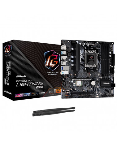 Материнская плата ASRock B650M PG LIGHNING WIFI, Socket AM5, AMD B650, 4xDDR5-5200, HDMI+DP, 2xPCI-Ex16, 4xSATA3(RAID 0/1/10), 3