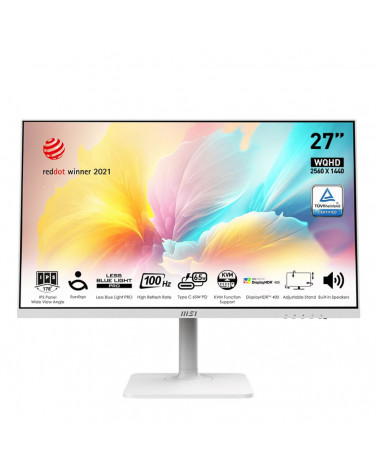 Монитор MSI Modern MD272QXPW 27" White (IPS, 2560x1440, HDMI+DP+Type C, USB Hub, 1 ms, 178°/178°, 400 cd/m, 1000:1 (100M:1), 100