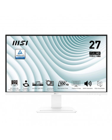 Монитор 27" MSI PRO MP273AW White (IPS, 1920x1080, D-Sub+HDMI+DP, 4 ms, 178°/178°, 300 cd/m, 1000:1 (100M:1), 100Hz, MM) 