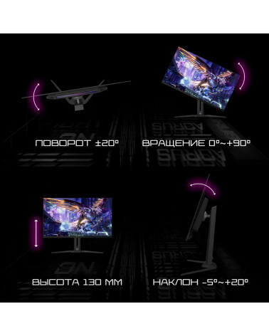 Монитор 31.5" Gigabyte AORUS FO32U2P-EK Black  (QD-OLED, 3840 х 2160, 240Hz, 250 cd/m, 1000:1, 2xHDMI 2.1, DP 2.1, DP 1.4 3xUSB 