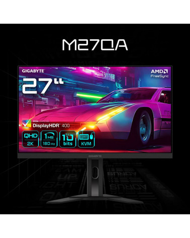 Монитор 27" Gigabyte M27QA-EK (IPS, 2560 x 1440, 180Hz, 1мс, 350cd/m, 1000:1, 2xHDMI-2.1, DP-1.4, 3xUSB3.0, USB Type-C ) 