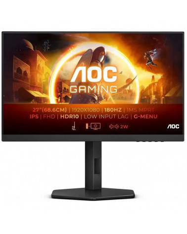 Монитор 27" AOC 27G4X Black  (1920x1080, IPS, 180Hz, 80M:1, 300cd, 4ms, 2*HDMI, DP, Speakers, FreeSync, Low Blue Light, Flicker 