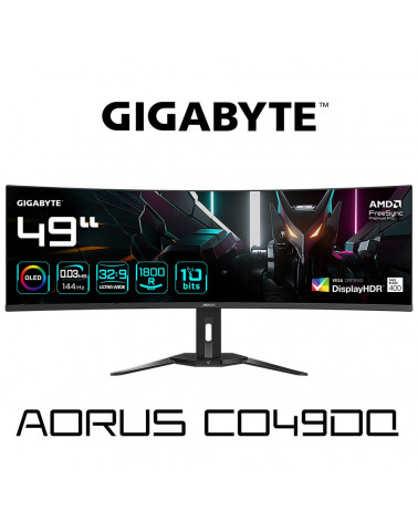 Монитор 49" Gigabyte AORUS CO49DQ-EK Gaming monitor Black (OLED, 5120x1440, HDMI+HDMI+DP+Type C, 0.03 ms, 178°/178°, 250 cd/m, 1