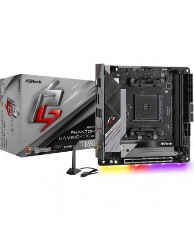 Материнская плата ASRock B550 PHANTOM GAMING-ITX/AX, Socket AM4, AMD B550, 2xDDR4-3200, HDMI+DP, 1xPCI-Ex16, 4xSATA3(RAID 0/1/10