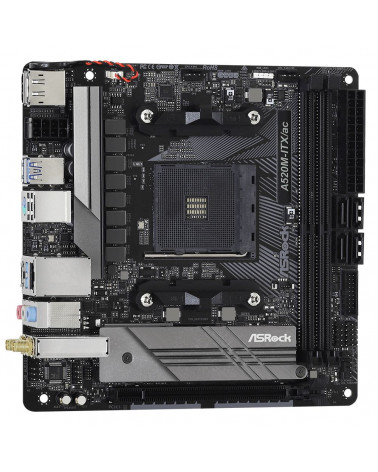 Материнская плата ASRock A520M-ITX/AC, Socket AM4, AMD A520, 2xDDR4-3200, HDMI+DP, 1xPCI-Ex16, 4xSATA3(RAID 0/1/10), 1xM.2, 8 Ch
