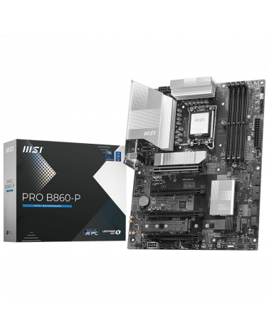 Материнская плата MSI PRO B860-P B860, LGA1851, 4*DDR5, 4*PCIEx16, 3*M.2, 1*TypeC, 2*USB3.2Gen2, 6*USB3.2Gen1, 8*USB2.0, 4*SATA3