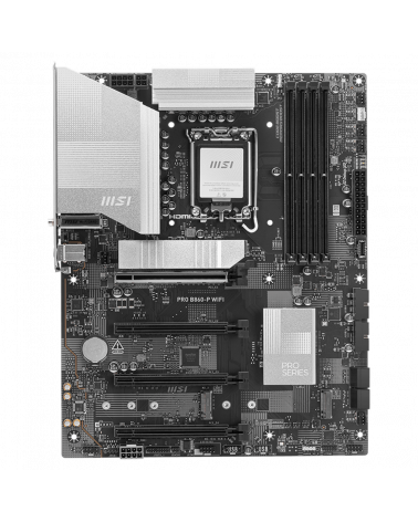 Материнская плата MSI PRO B860-P WIFI B860, LGA1851, 4*DDR5, 4*PCIEx16, 3*M.2, 1*TypeC, 2*USB3.2Gen2, 6*USB3.2Gen1, 8*USB2.0, 4*