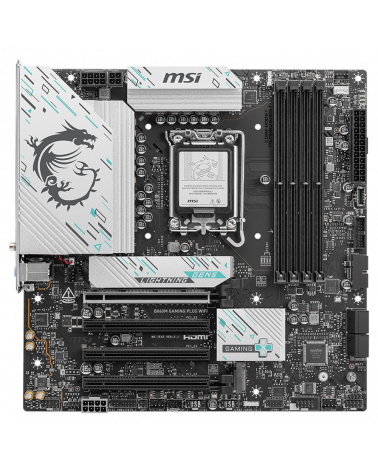 Материнская плата MSI B860M GAMING PLUS WIFI B860, LGA1851, 4*DDR5, 4*PCIEx16, 3*M.2, 1*TypeC, 1*USB3.2Gen2, 5*USB3.2Gen1, 6*USB