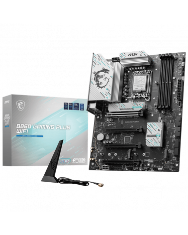 Материнская плата MSI B860 GAMING PLUS WIFI B860, LGA1851, 4*DDR5, 4*PCIEx16, 3*M.2, 1*TypeC, 2*USB3.2Gen2, 6*USB3.2Gen1, 8*USB2
