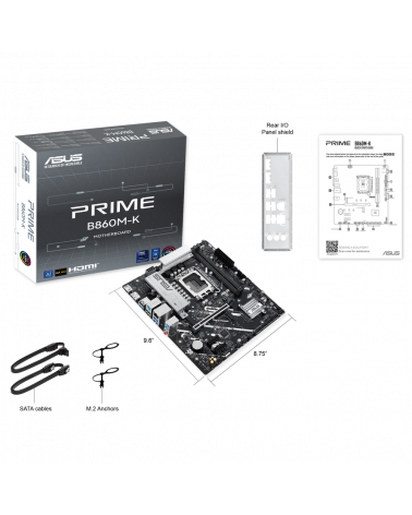 Материнская плата ASUS PRIME B860M-K LGA1851 mATX 2xDDR5 PCIEx16 2xPCIEx1 2xM.2 DP HDMI 2.5GLAN