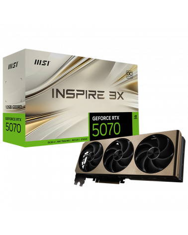 Видеокарта MSI RTX5070 INSPIRE 3X OC 12GB GDDR7 192bit 3xDP HDMI 3FAN RTL
