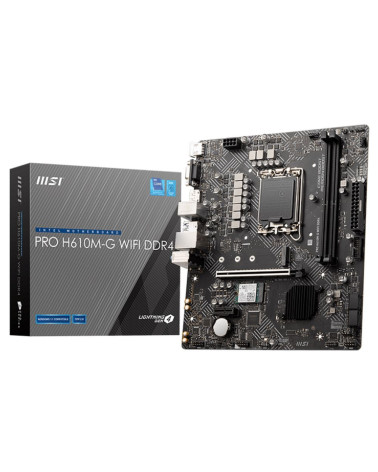 Материнская плата MSI PRO H610M-G WIFI DDR4 H610, LGA1700, 2*DDR4, 1*PCIEx16, 1*PCIEx1, 1*M.2, 4*USB3.2Gen1, 6*USB2.0, 4*SATA3.0