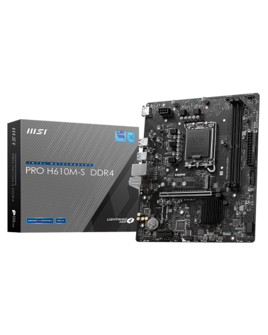 Материнская плата MSI PRO H610M-S DDR4 H610, LGA1700, 2*DDR4, 1*PCIEx16, 1*PCIEx1, 1*M.2, 2*USB3.2Gen1, 4*USB2.0, 2*SATA3.0, 1G,