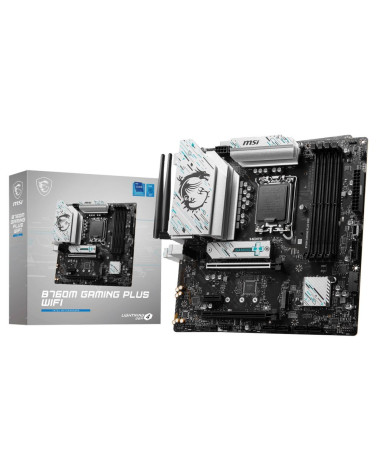 Материнская плата MSI B760M GAMING PLUS WIFI DDR4 B760, LGA1700, 4*DDR4, 5*PCIEx16, 2*M.2, 2*TypeC, 2*USB3.2Gen2, 2*USB3.2Gen1, 