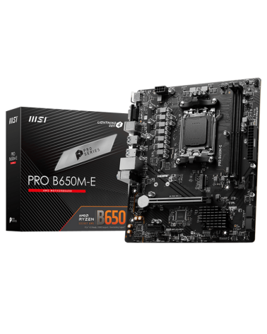 Материнская плата MSI PRO B650M-E B650, AM5, 2*DDR5, 1*PCIEx16, 1*PCIEx1, 1*M.2, 6*USB3.2Gen1, 6*USB2.0, 4*SATA3.0, 1G, VGA, HDM