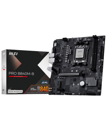 Материнская плата MSI PRO B840M-B B840, AM5, 2*DDR5, 1*PCIEx16, 1*PCIEx1, 2*M.2, 1*TypeC, 6*USB3.2Gen1, 6*USB2.0, 4*SATA3.0, 2.5