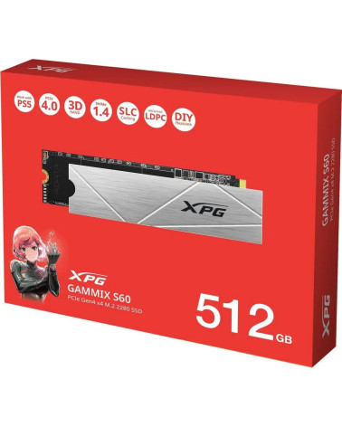Твердотельный накопитель SSD ADATA M.2 2280 512GB XPG GAMMIX S60 PCIe Gen4x4 with NVMe, 4700/1700, MTBF 1.5M, 3D NAND, 110TBW