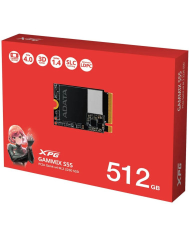 Твердотельный накопитель SSD ADATA M.2 2280 512GB XPG GAMMIX S55 PCIe Gen4x4 with NVMe 5000/3000, 3D ТLC NAND, 230TBW