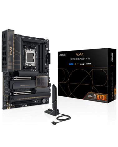 Материнская плата ASUS PROART X870E-CREATOR WIFI AM5 ATX 4xDDR5 3xPCIEx16 4xM.2 3xUSB-C DP HDMI 2.5GLAN 10GLAN 
Wi-Fi 7