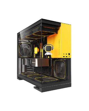 Корпус Geometric Future Model 5 Black Yellow with fans / mid tower, E-ATX / 5x140mm ARGB fans / 1AM5WKBY01100