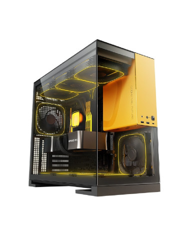 Корпус Geometric Future Model 5 Black Yellow with fans / mid tower, E-ATX / 5x140mm ARGB fans / 1AM5WKBY01100