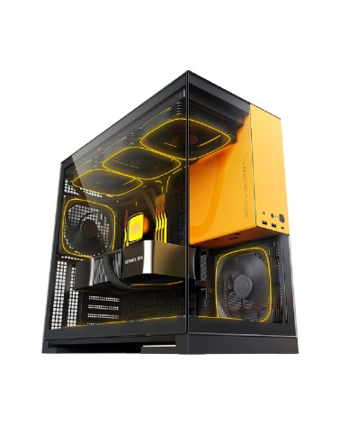Корпус Geometric Future Model 5 Black Yellow with fans / mid tower, E-ATX / 5x140mm ARGB fans / 1AM5WKBY01100