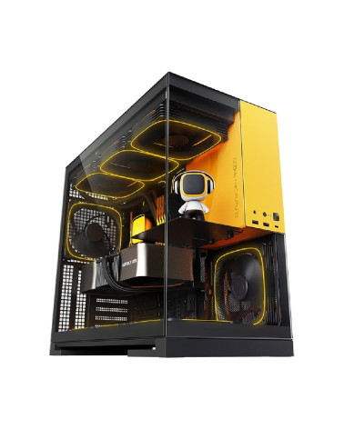 Корпус Geometric Future Model 5 Black Yellow with fans / mid tower, E-ATX / 5x140mm ARGB fans / 1AM5WKBY01100