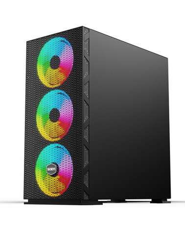 Корпус SOEYI «AX8-B20 SOEYI ATX case with black coating front panel with flat bigger mesh, without»