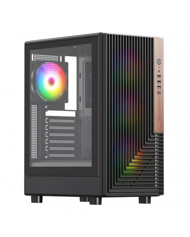 Корпус ACD ACD Citadel 101 ATX, Black, USB3.0*1 + USB2.0*2 + HD AUDIO, 1*12cm H1 argb fan at rear, 3*12cm H1 argb fas at front, 