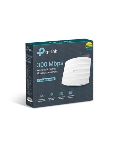 Точка доступа Wi-Fi TP-LINK EAP110 N300 Потолочная точка доступа Wi-Fi, чипсет QCА (Atheros), до 300 Мбит/с на 2,4 ГГц, 802.11b/