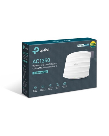 Точка доступа Wi-Fi TP-LINK EAP225 AC1350 Wave 2 Гигабитная двухдиапазонная потолочная точка доступа Wi-Fi, до 450 Мбит/с на 2,4