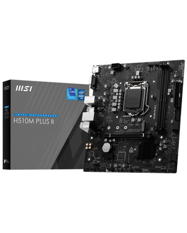 Материнская плата MSI H510M PLUS II H510, LGA1200, 2*DDR4, 1*PCIEx16, 1*PCIEx1, 1*M.2, 4*USB3.2Gen1, 8*USB2.0, 4*SATA3.0, 1G, VG