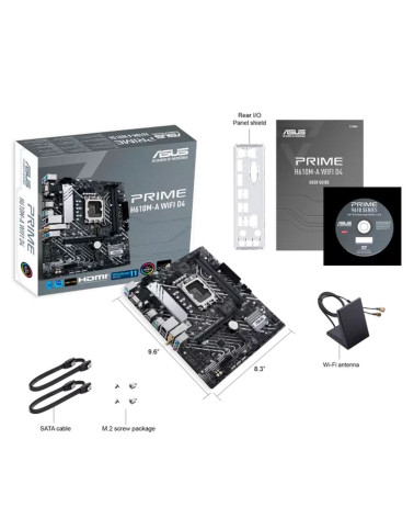 Материнская плата ASUS PRIME H610M-A WIFI D4 LGA1700 mATX 2xDDR4 PCIEx16 PCIEx1 2xM.2 DP HDMI VGA GLAN Wi-Fi 5