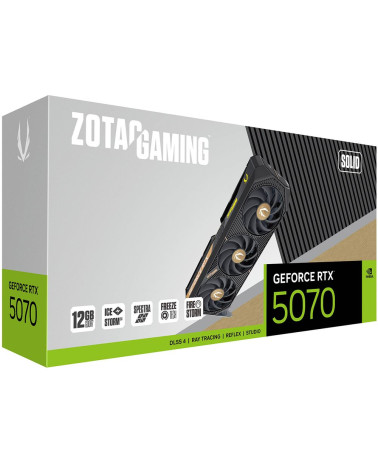 Видеокарта Zotac RTX5070 SOLID 12GB GDDR7 192bit 3xDP HDMI 3FAN PREMIUM PACK