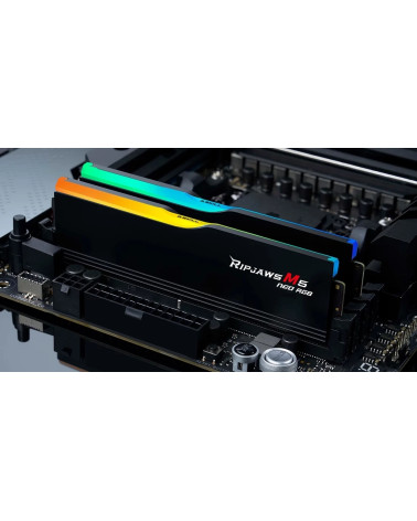 Модуль памяти DDR5 G.SKILL RIPJAWS M5 RGB 32GB (2x16GB) 6000MHz CL28 (28-36-36-96) 1.40V / F5-6000J2836G16GX2-RM5RK / Black