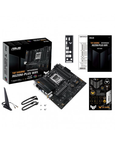 Материнская плата ASUS TUF GAMING A620M-PLUS WIFI AM5 mATX 4xDDR5 PCIEx16 2xPCIEx1 2xM.2 2xDP HDMI 2.5GLAN Wi-Fi 6