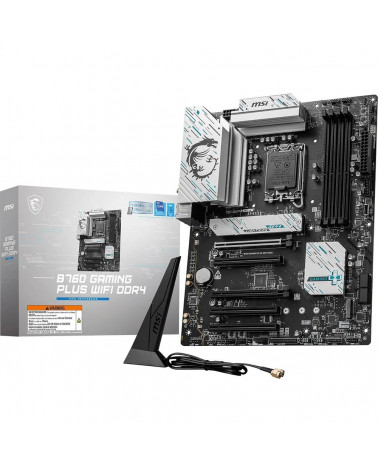 Материнская плата MSI B760 GAMING PLUS WIFI DDR4 B760, LGA1700, 4*DDR4, 5*PCIEx16, 2*M.2, 2*TypeC, 2*USB3.2Gen2, 2*USB3.2Gen1, 8