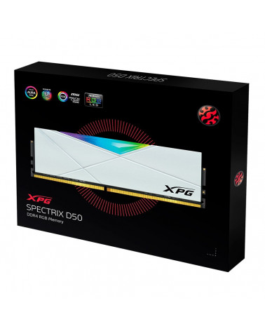 Модуль памяти ADATA XPG SPECTRIX D50 RGB White Gaming Memory AX4U320016G16A-DW50 32GB DDR4 3200 DIMM Non-ECC, CL16, 1.35V, Heat 