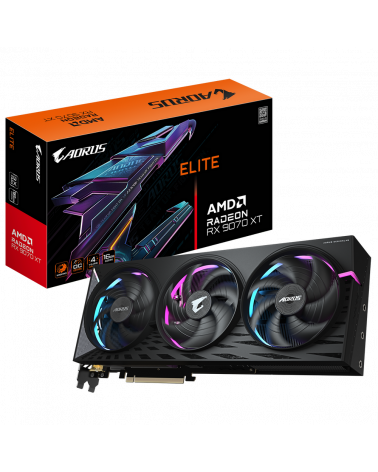 Видеокарта Gigabyte RX9070XT AORUS E 16GB GDDR6 256bit 2xDP 2xHDMI 3FAN RTL