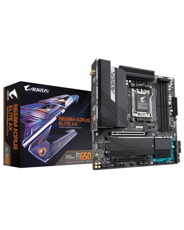 Материнская плата Gigabyte B650M AORUS ELITE AX, Socket AM5, AMD B650, 4xDDR5-5200, HDMI+DP, 2xPCI-Ex16, 4xSATA3(RAID 0/1/10), 2
