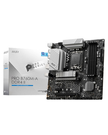 Материнская плата MSI PRO B760M-A DDR4 II DDR4,B760,LGA1700,2DDR4,2PCI-Ex16,1PCI-Ex1,2M.2 4SATA3,2USB3.2 Gen2