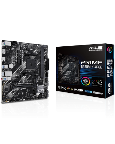 Материнская плата ASUS PRIME B550M-K ARGB AM4 mATX 2xDDR4 PCIEx16 PICEx1 2xM.2 DP HDMI GLAN
