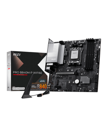 Материнская плата MSI PRO B840M-P WIFI6E B840, AM5, 4*DDR5, 1*PCIEx16, 1*PCIEx1, 2*M.2, 2*TypeC, 1*USB3.2Gen2, 4*USB3.2Gen1, 8*U
