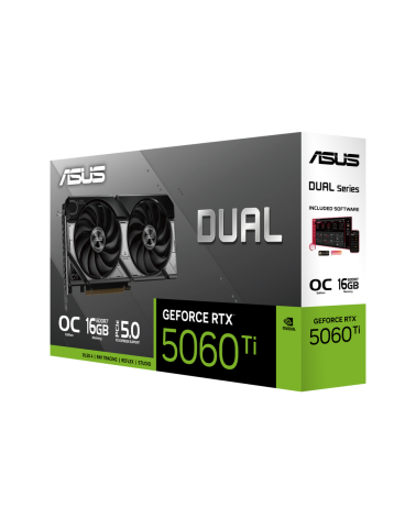 Видеокарта ASUS RTX5060Ti DUAL OC 16GB GDDR7 128bit 3xDP HDMI 2FAN RTL [DUAL-RTX5060TI-O16G]