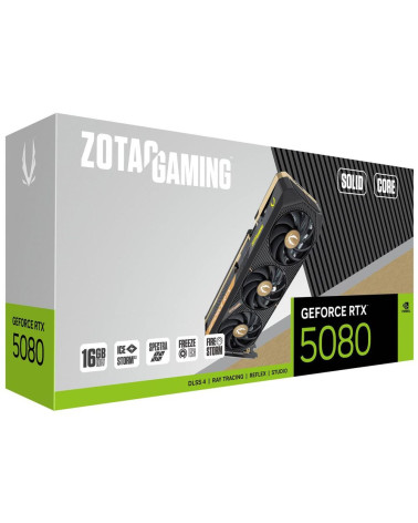 Видеокарта Zotac RTX5080 SOLID CORE 16GB GDDR7 256bit 3xDP HDMI 3FAN PREMIUM PACK